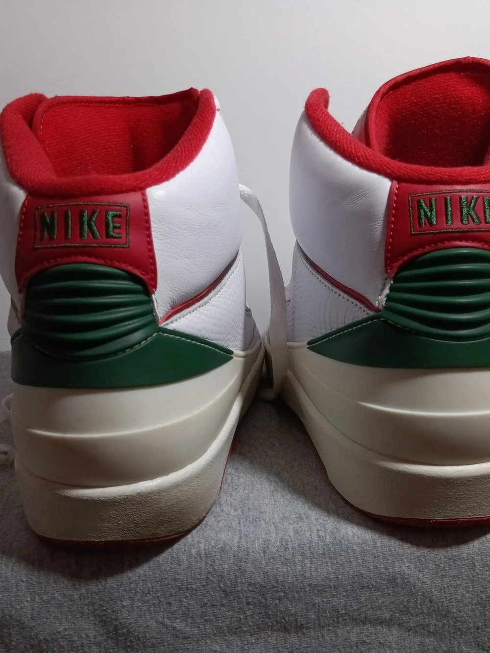 Jordan White, Red and Green High-Top Sneakers